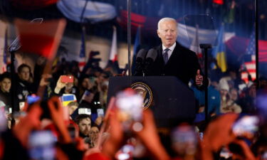 President Joe Biden speaks after meeting with Polish President Andrzej Duda in Warsaw