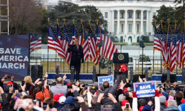 Then-President Donald Trump arrives at the "Stop The Steal" Rally on January 6