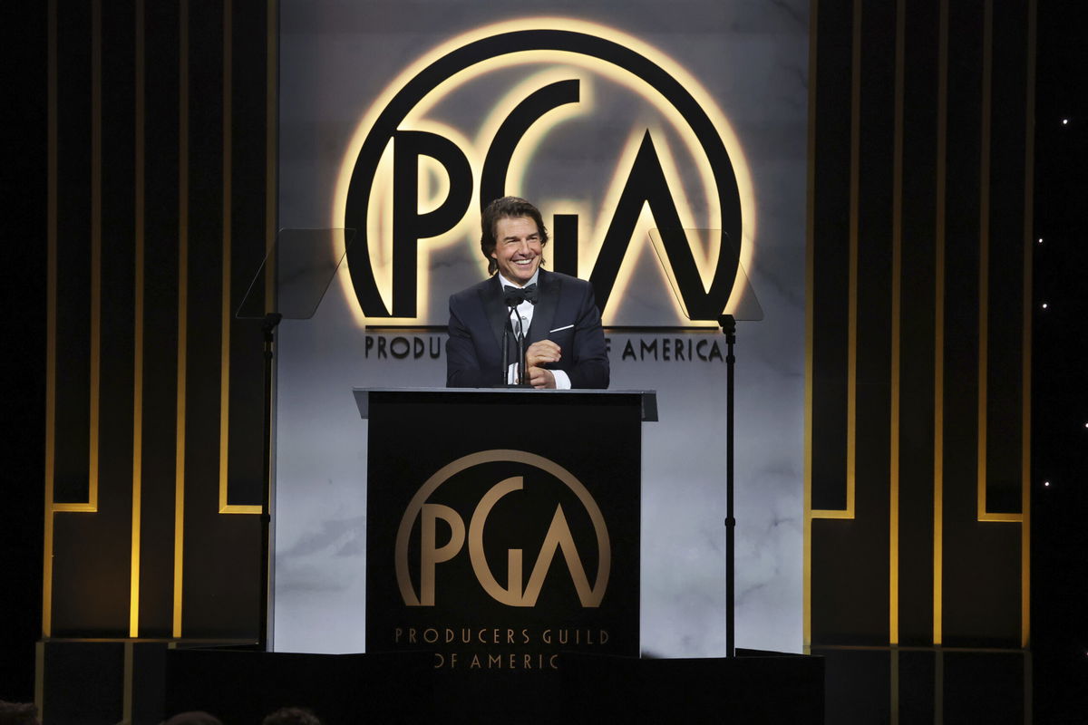 <i>John Salangsang/Invision/AP</i><br/>Tom Cruise on stage at the 34th Annual Producers Guild Awards at the Beverly Hilton on Saturday