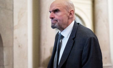 Sen. John Fetterman is seen here before President Joe Biden's State of the Union address in the Capitol on February 7.