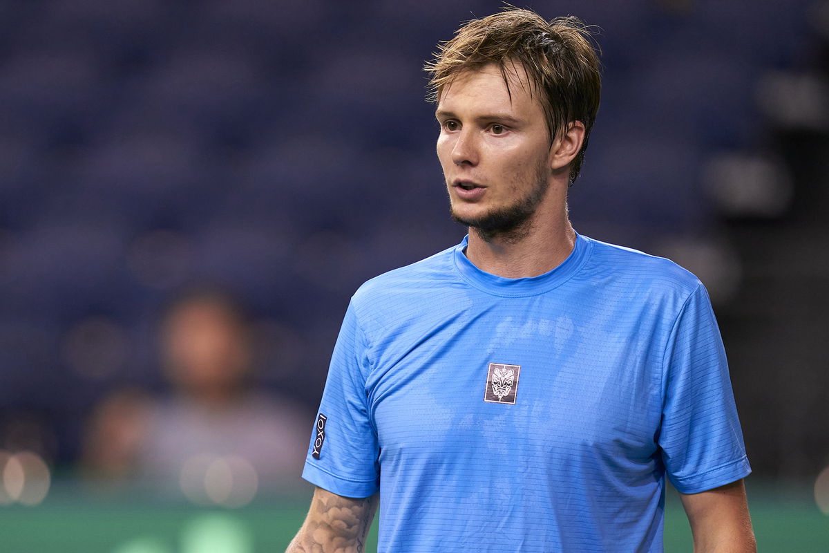 <i>Pedro Salado/Quality Sport Imags/Getty Images/FILE</i><br/>Alexander Bublik of Kazakhstan looks on during his match against Botic van de Zandschulp of Netherlands during the Davis Cup Group D match between Kazakhstan and Netherlands at Emirates Arena in 2022 in Glasgow