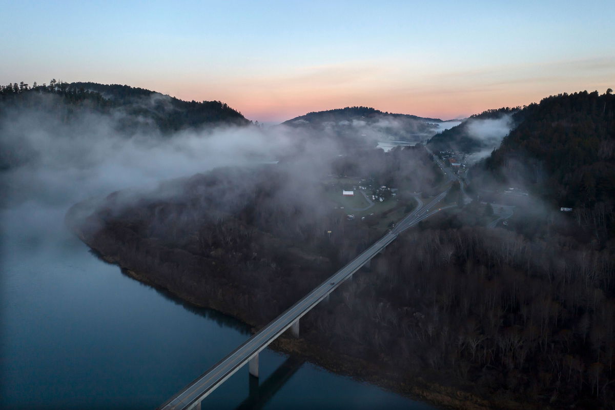 <i>Nathan Howard/AP</i><br/>The US Marshals Service have teamed up with a California Native American tribe to address cases of missing and murdered Indigenous people. This aerial image shows the city of Klamath