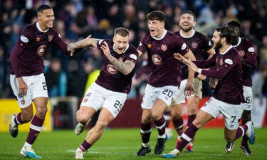 Humphrys celebrates his goal.