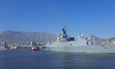 Russian frigate docks in South Africa ahead of joint naval drills with China and Russia.