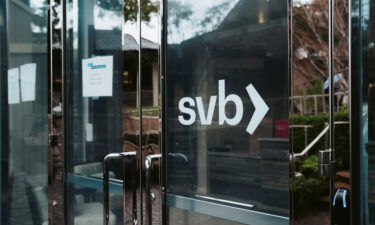 The main entrance of Silicon Valley Bank is seen on Friday in Menlo Park