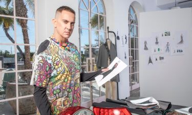 Fashion designer Jeremy Scott working on the project in his atelier.