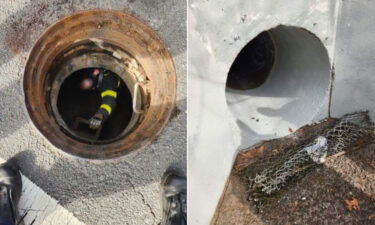 The New York City Fire Department shared these two images on Twitter showing a manhole and entrance into the sewer system.