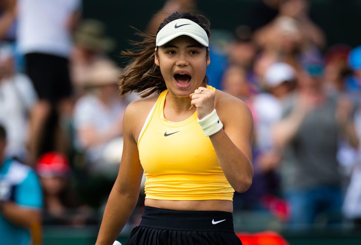 <i>Robert Prange/Getty Images</i><br/>Emma Raducanu defeated Magda Linette in straight sets at Indian Wells.