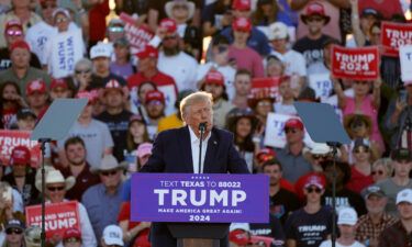 Former President Donald Trump speaks at a campaign rally at Waco Regional Airport Saturday