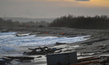 Debris from the shipwreck is washed ashore in Italy's southern Calabria region.