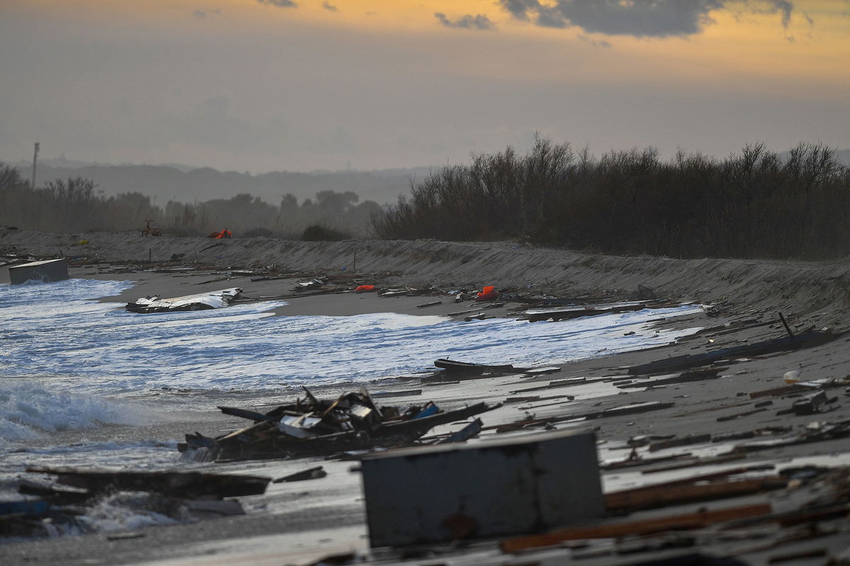 <i>Alessandro Serrano/AFP/Getty Images</i><br/>Debris from the shipwreck is washed ashore in Italy's southern Calabria region.