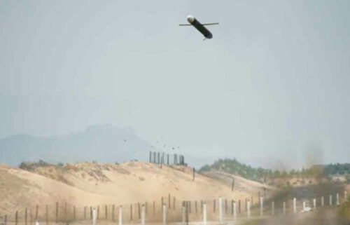 Image from North Korean state media released Friday shows a cruise missile in flight.