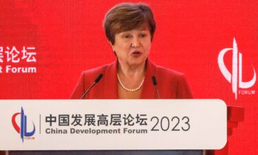 International Monetary Fund (IMF) Managing Director Kristalina Georgieva speaks at the China Development Forum 2023