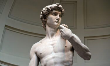 The mayor of Florence invites the former principal of a Florida school to visit Italy after she was forced out of her job last week over  her lesson on the Michelangelo statue (pictured here).