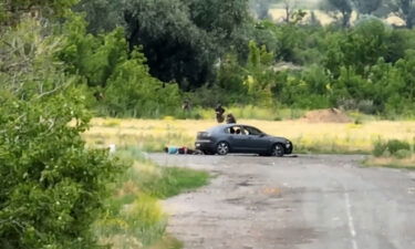 The attack was captured on aerial footage by Ukrainian soldiers.