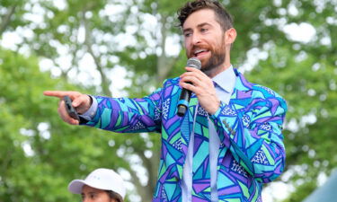 HQ host Scott Rogowsky speaks onstage in Central Park on July 22