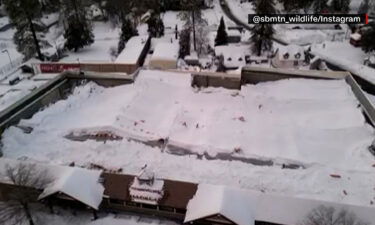 Drone video shows the damage to the Goodwin & Son’s Market on Wednesday. The grocery store’s roof collapsed on Wednesday morning.