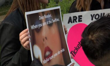 Taylor Swift fans on Monday rally outside the court in Los Angeles to protest the Eras Tour ticketing chaos.