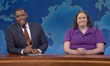 Michael Che and Molly Kearney during Weekend Update on April 15's episode of 'Saturday Night Live.'