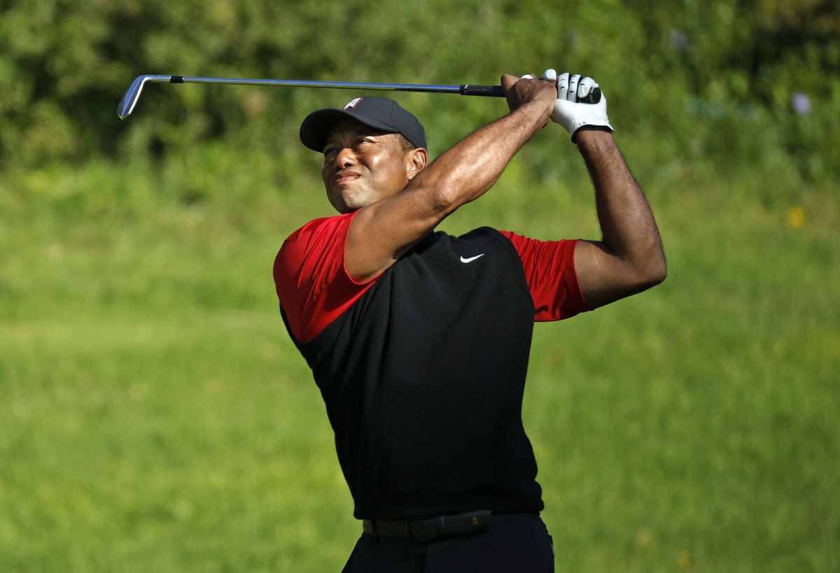 <i>Cliff Hawkins/Getty Images</i><br/>Tiger Woods is pictured here during the final round of the Genesis Invitational on February 19.