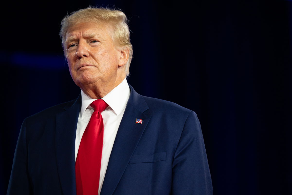 <i>Brandon Bell/Getty Images/FILE</i><br/>Former President Donald Trump speaks at the Conservative Political Action Conference at the Hilton Anatole on August 6