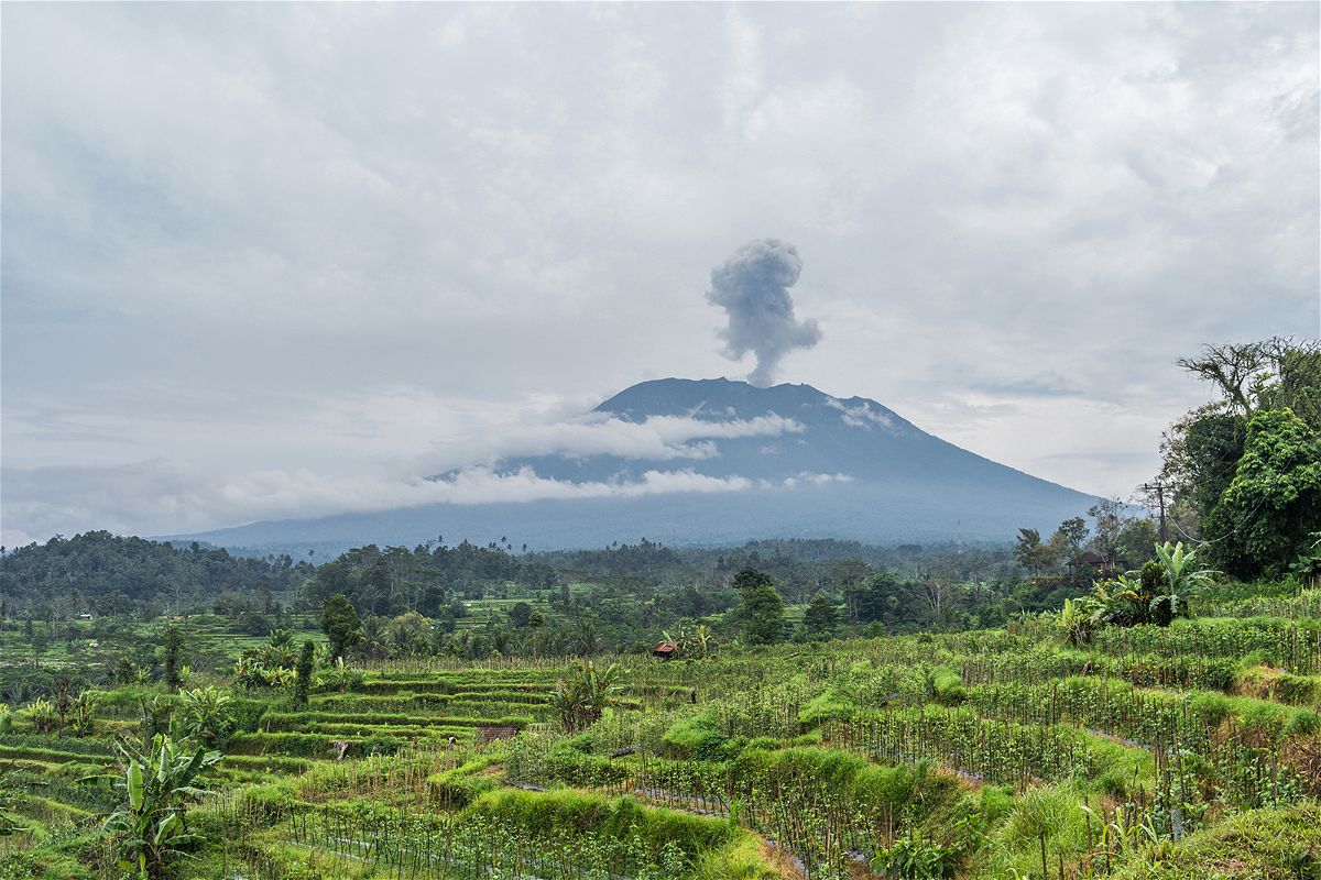 A Russian tourist had posted a photo of himself on Instagram naked from the waist down at Mount Agung (pictured here)