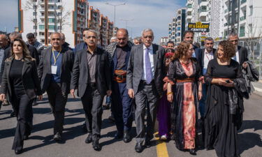 Turkey's persecuted pro-Kurdish party will play a decisive role in the upcoming Turkish presidential election. Kurds are pictured here during a Nowruz celebration in Diyarbakir