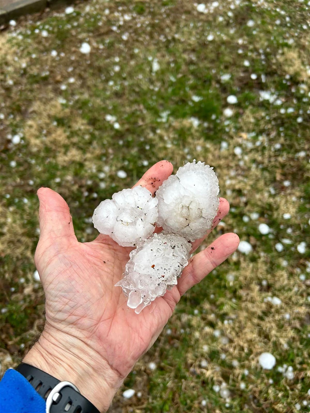 <i>Courtesy Paul Schmidt</i><br/>Large hail fell in Davenport