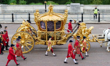 The Gold State Coach is seen during the Platinum Jubilee Pageant in front of Buckingham Palace last June.