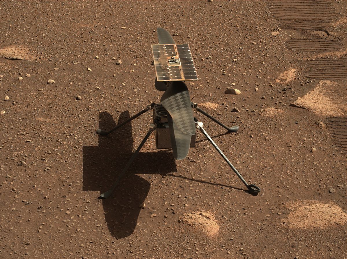 <i>JPL-Caltech/ASU/NASA</i><br/>NASA's Ingenuity Mars helicopter is seen here in a close-up taken by Mastcam-Z