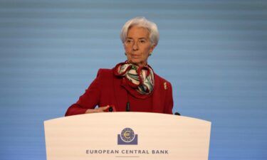 European Central Bank President Christine Lagarde addresses a news conference in Frankfurt in March