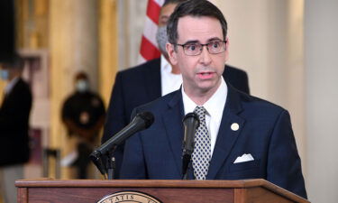 Roy McGrath speaks during a State House news conference in April.