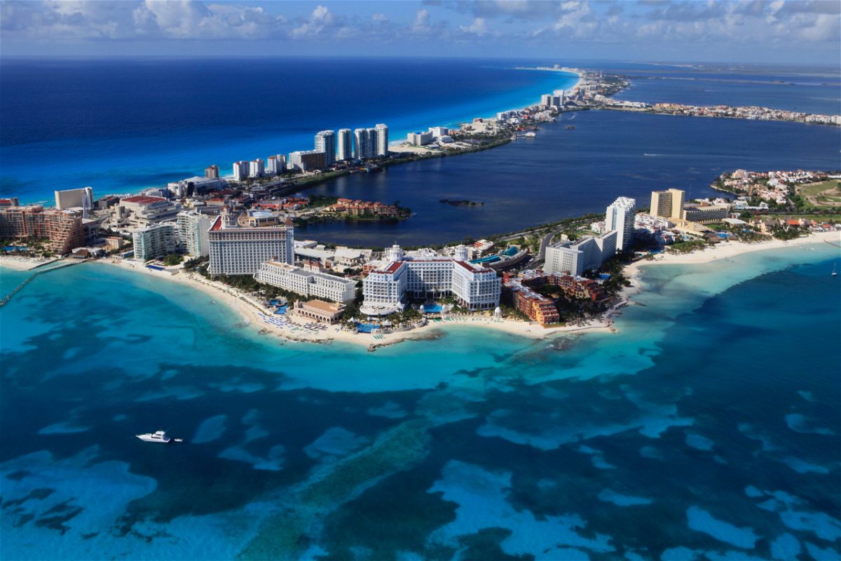 The tourist area in Cancun. Four people were found dead on Monday near a hotel in Cancun