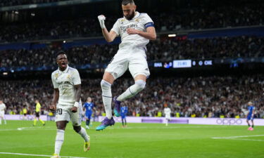 Karim Benzema celebrates after scoring Real Madrid's first goal on Wednesday.