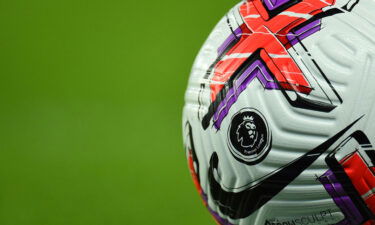 The official Premier League ball is pictured during the English Premier League football match between Everton and Tottenham Hotspur at Goodison Park in Liverpool