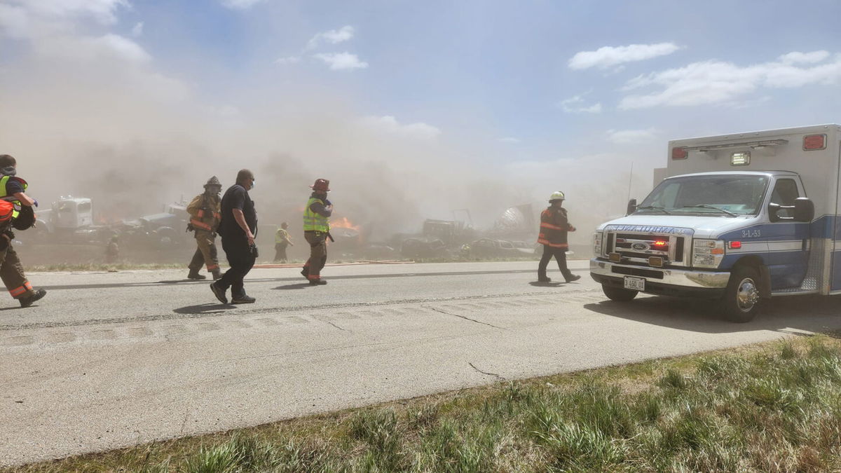 <i>Courtesy of Nathan J. Cormier</i><br/>A scene from the multi-vehicle crash on Interstate 55 on Monday in Montgomery County