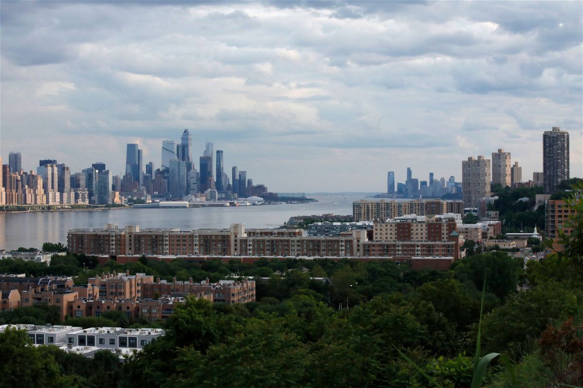 A clear New York City skyline is seen from Cliffside Park, New Jersey, on June 9, after smoke from Canadian wildfires affected the city for days.