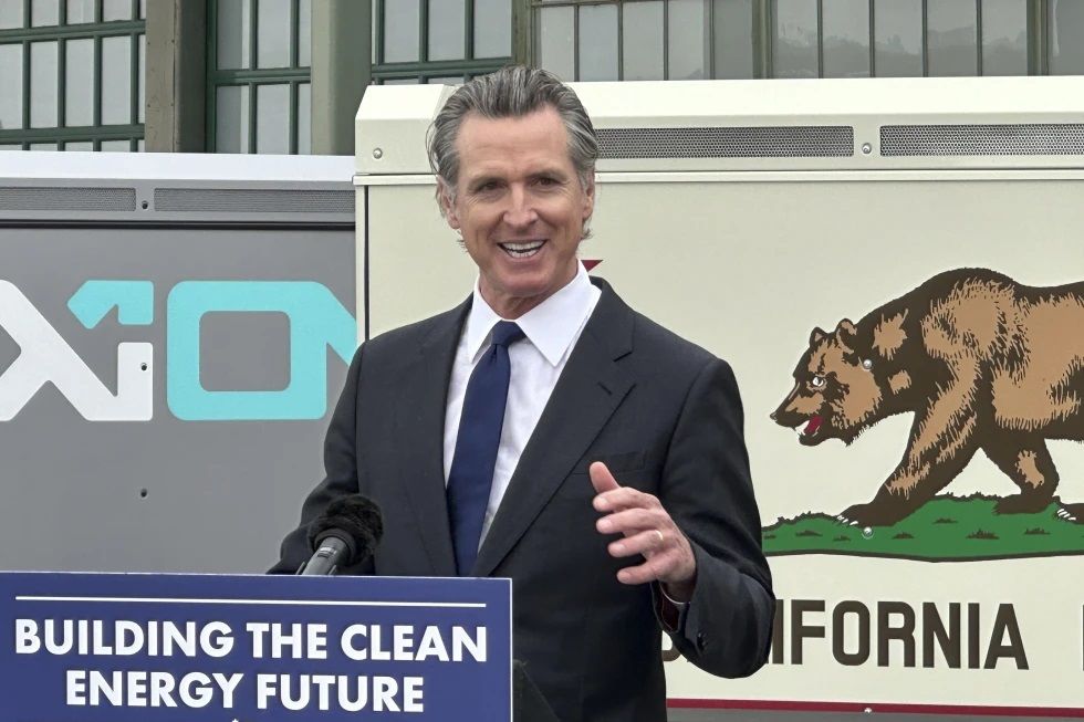  California Gov. Gavin Newsom speaks during a news conference, Thursday, May 25, 2023, in Richmond, California. Newsom and state legislative leaders have reached an agreement late Monday, June 26, 2023, on how to spend the state’s tax dollars over the next year. The agreement announced late Monday would spend about $311 billion.