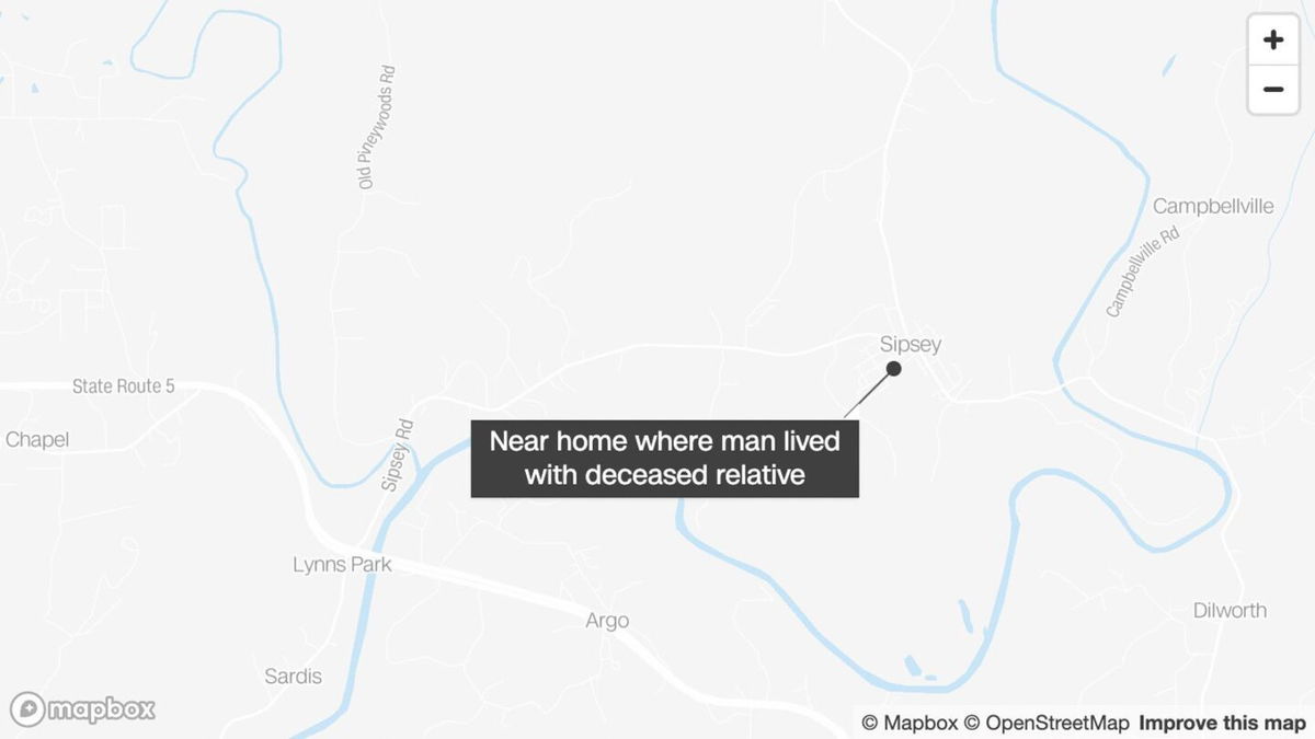 <i>Mapbox</i><br/>An Alabama man was charged with abuse of a corpse and accused of living with the dead body of a relative for days without reporting it