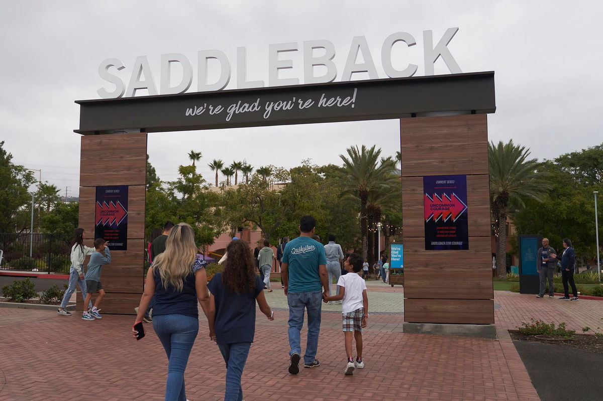 <i>Allison Dinner/AP/FILE</i><br/>Congregants arrive at Saddleback Church in Lake Forest