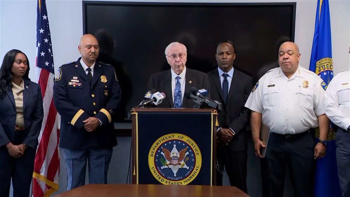 <i>WJZ</i><br/>The US Marshals service holds a press conference on Operation Washout on Friday.