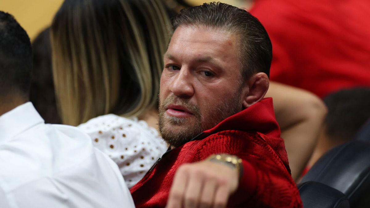 <i>Mike Ehrmann/Getty Images</i><br/>Conor McGregor attends Game 4 of the NBA Finals on June 9.