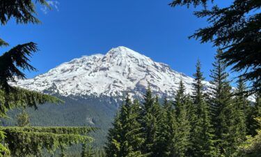 Mount Rainier in Washington state rises more than 14