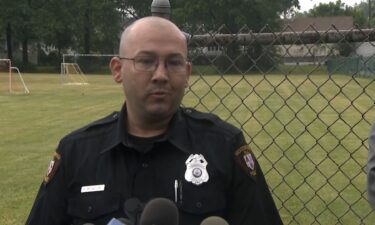 Woodbridge Police Officer Robert "RJ" McPartland speaks at a news conference following his rescue of a man struck by lightning in New Jersey.