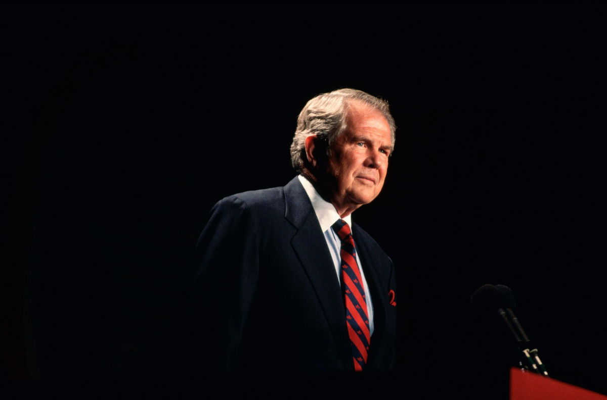 <i>Wally McNamee/Corbis Historical/Getty Images</i><br/>Television evangelist and conservative political activist Pat Robertson speaks to a meeting of the Christian Coalition in Washington