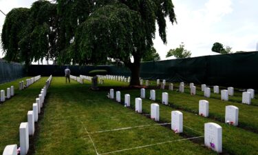 Headstones are seen at the cemetery of the US Army's Carlisle Barracks