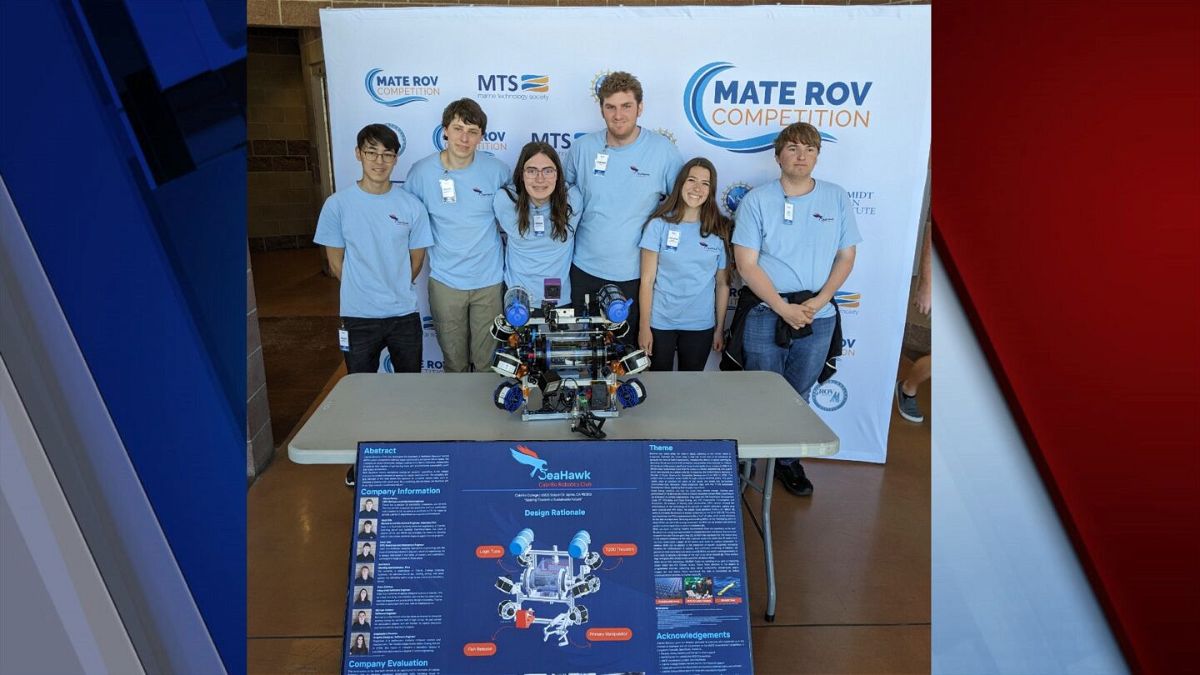 Student members of the Cabrillo Robotics Team, including (left to right): Isaac Eda, Isaac Wax, Orion Ellefson, Ciaran Farley, Stephanie L'Heureux and Kai Peters