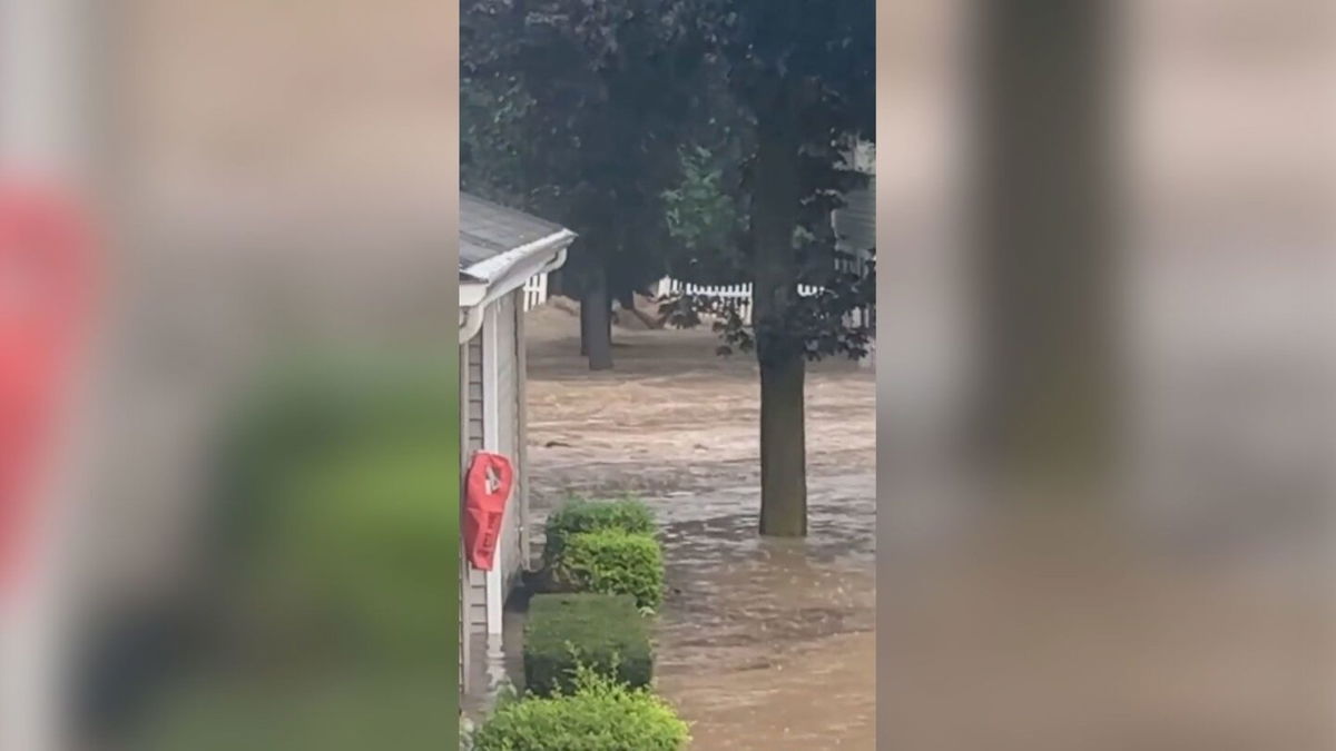 <i>Melissa Roberts/TMX</i><br/>Gushing floodwater is seen in Highland Falls