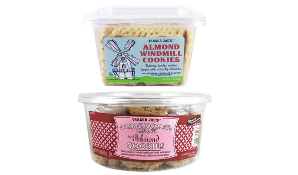 <i>From Trade Joe's</i><br/>Trader Joe's Almond Windmill Cookies (top) and Dark Chocolate Chunk and Almond Cookies (bottom) were recalled Friday.