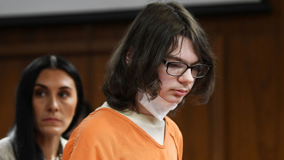 <i>Clarence Tabb Jr./Detroit News via AP/FILE</i><br/>Ethan Crumbley appears at a pre-trial hearing at the Oakland County Courthouse in  Pontiac